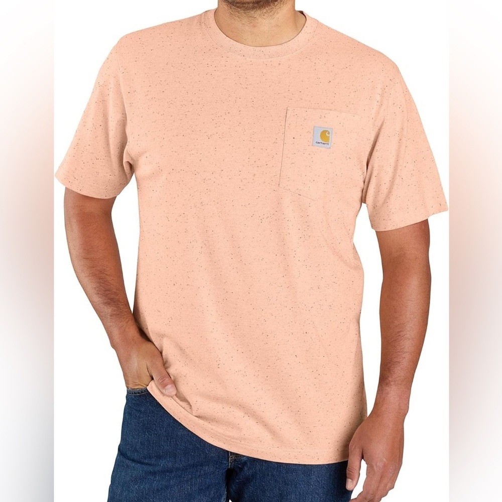 Carhartt LOOSE FIT SHORT SLEEVE, LOGO POCKET TEE COLOR FLECKED SALMON, SIZE L